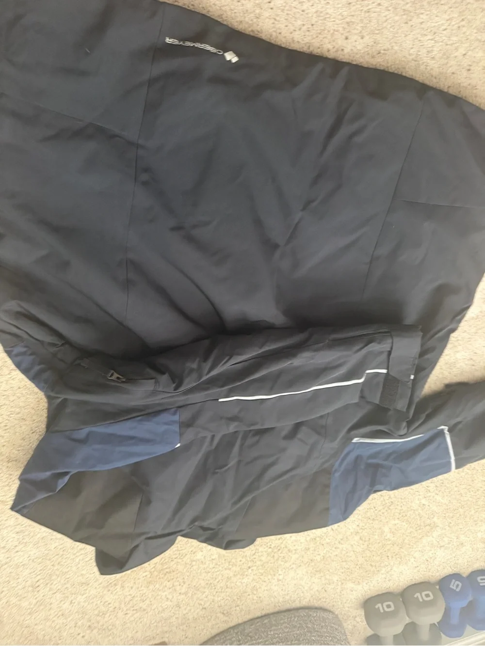 Obermeyer Blue and Black Ski Jacket with Reflective Accents